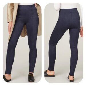 NWT SPANX Faux Suede Ankle Legging Seamed Pull-On Stretch Classic Navy